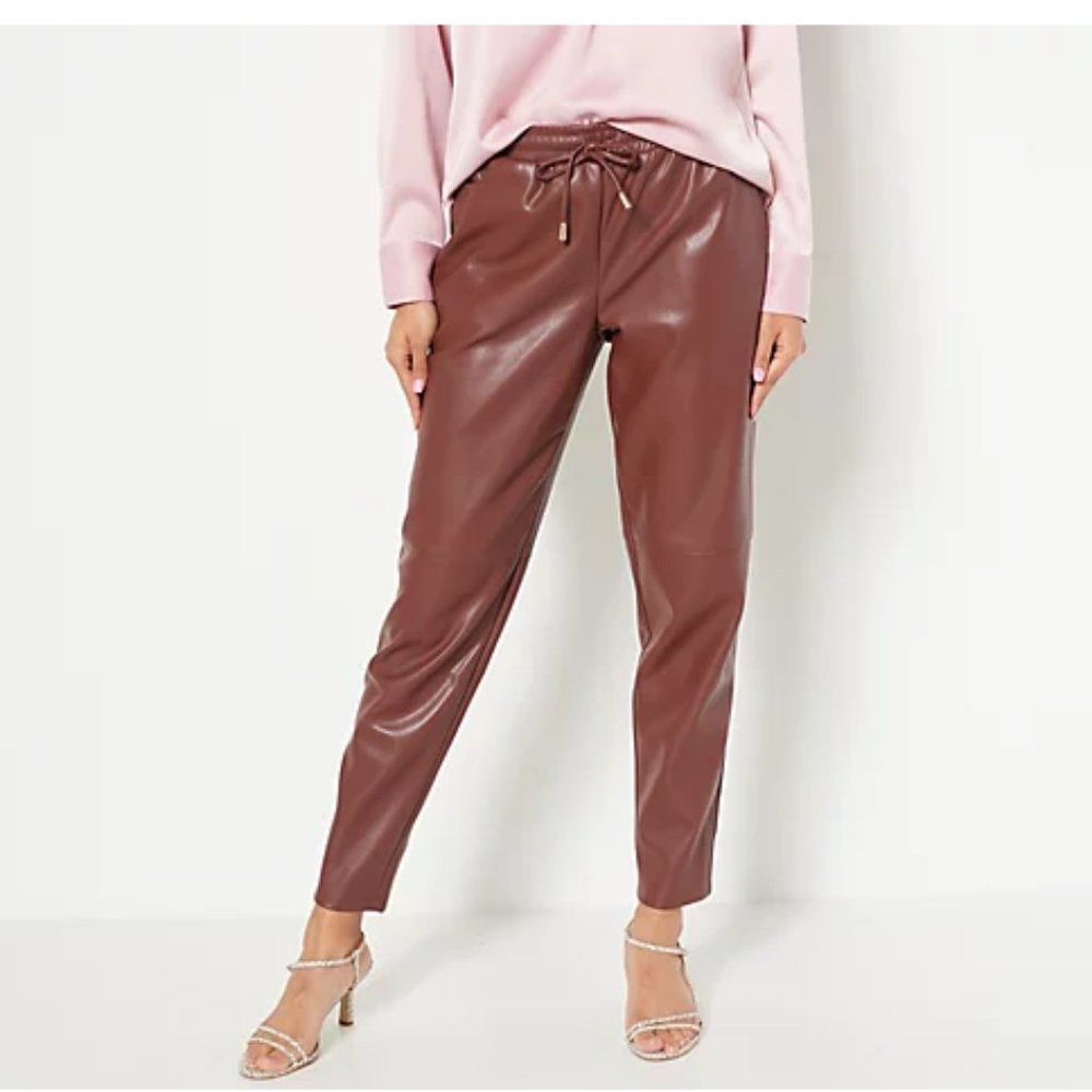 Candace Cameron Bure Faux Leather Pull on Pants